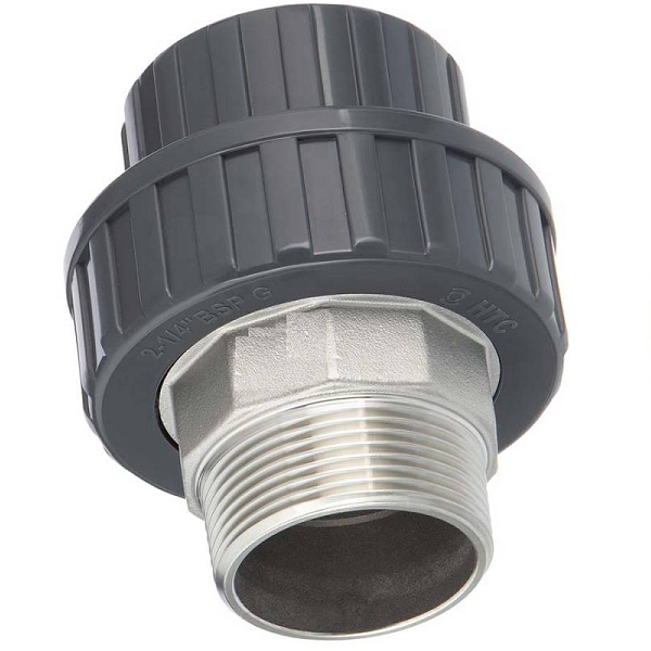 Übergangsverschraubung zur thermischen Trennung aus Edelstahl 1" x 32 mm