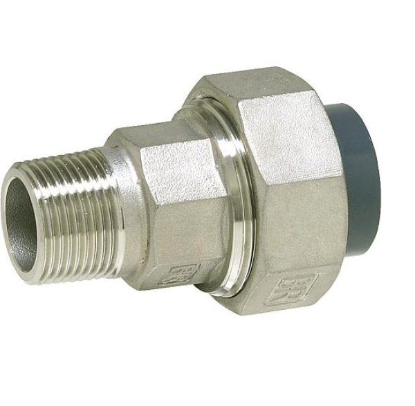 Übergangsverschraubung zur thermischen Trennung aus Edelstahl 1/2" x 20 mm